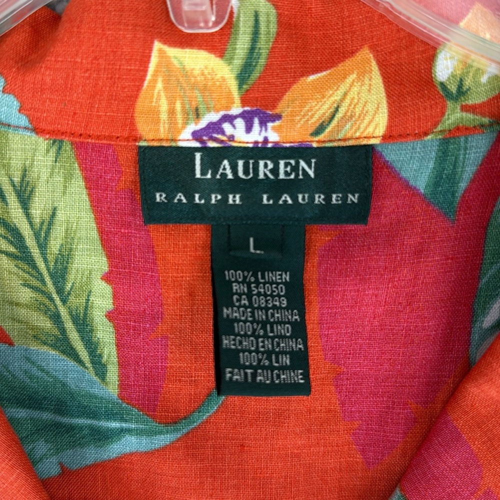 Ralph Lauren Orange Floral Button-Down Shirt - Picture 3 of 11